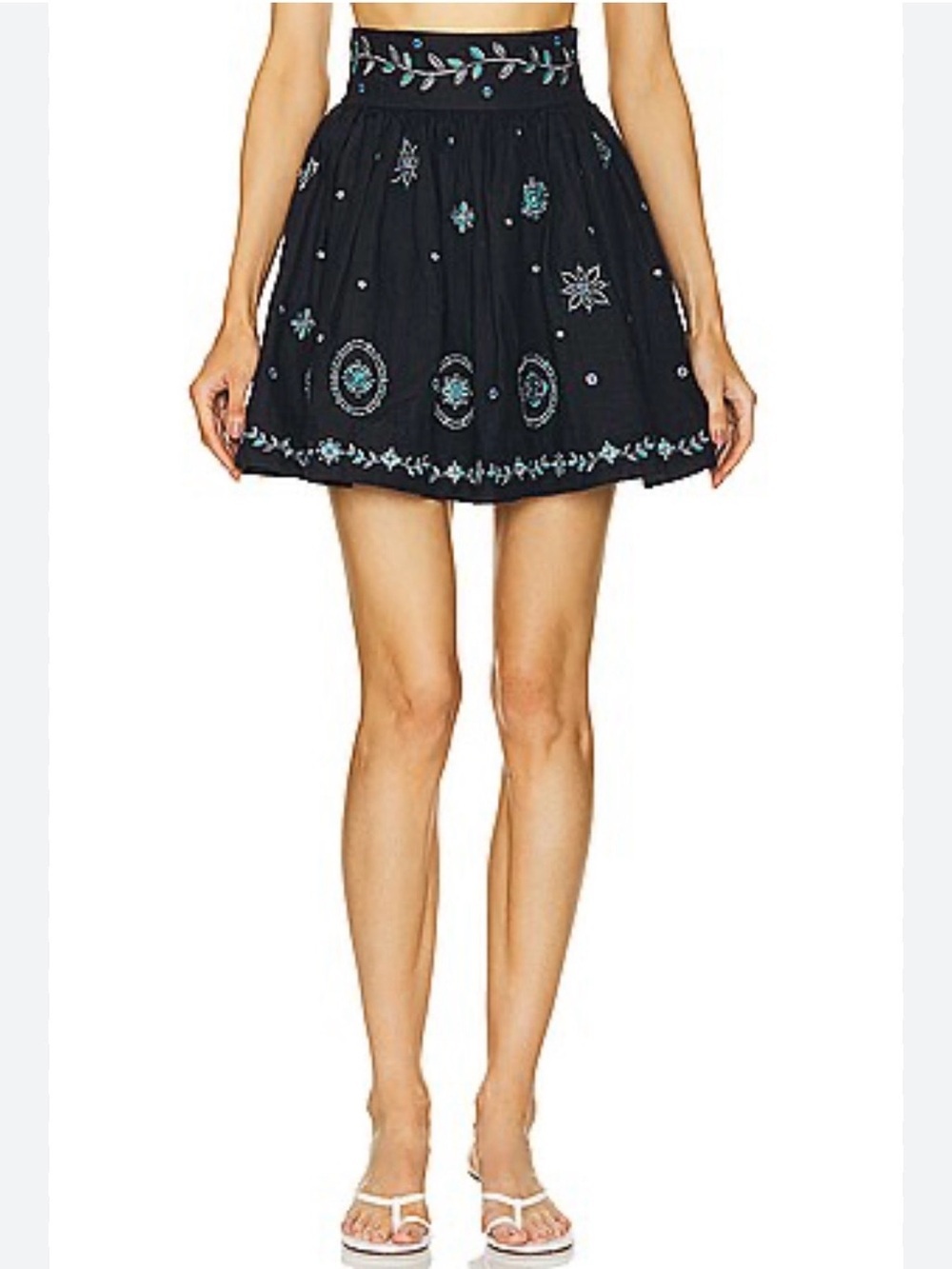 Agua by Agua Bendita Nori Relicario Embroidered Linen Mini Skirt NWT Sz S